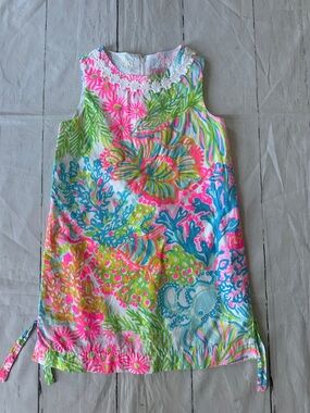 Lilly Pulitzer Girls Lovers Coral Reef Dress Pink, Blue, Green size 10
